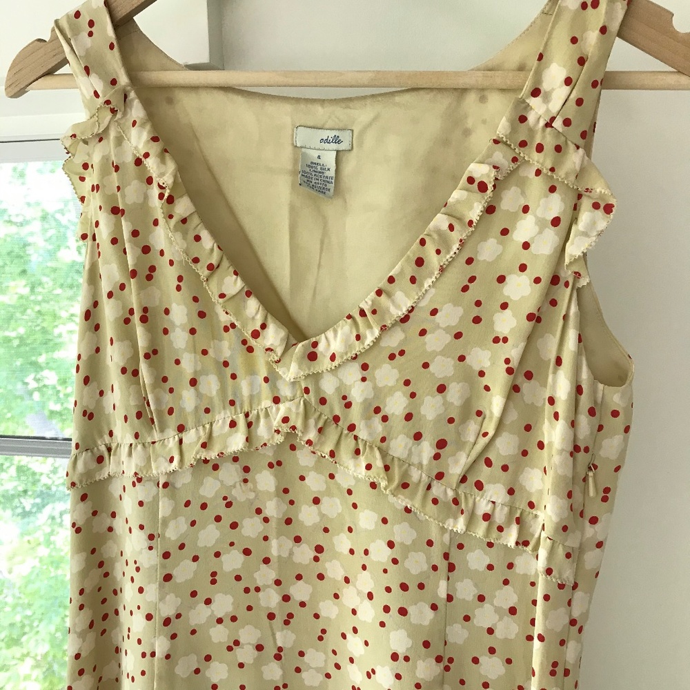 Delicate floral print dress with ruffled bodice